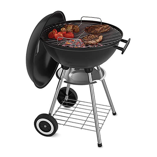 18 Inch Portable Charcoal Grill with Wheels for Outdoor Cooking